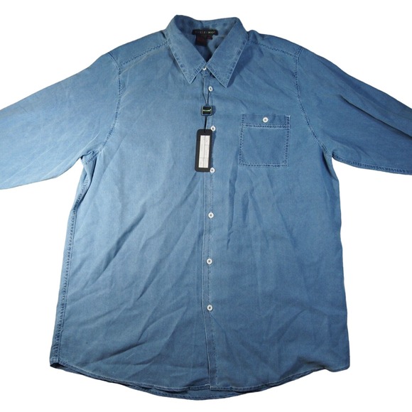 Tulliano Shirt Mens XL Button Up 100% Silk‎ Cutaway Collar Blue Casual Adult - Picture 1 of 10